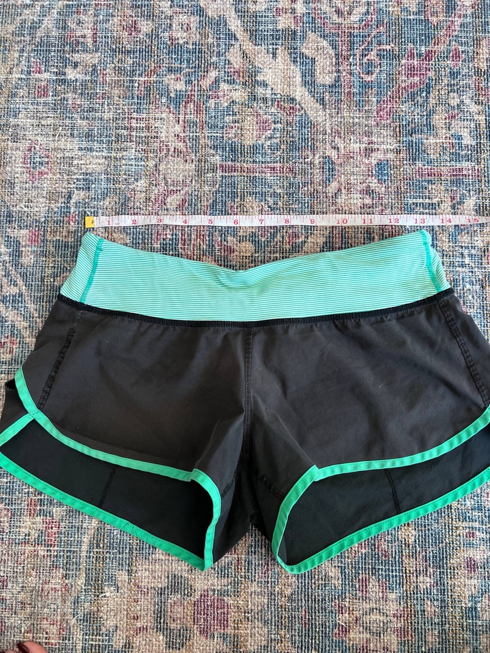 lululemon athletica Black Shorts with Mint Green Waistband and Trim